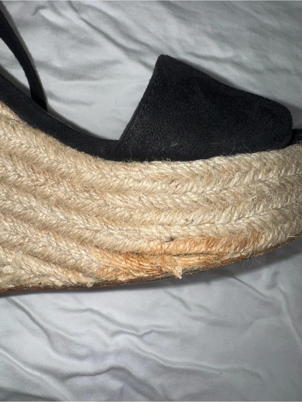 RAYE Black Suede Espadrille Wedges, Size 7